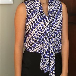 Evan Picone bow tie sleeveless blouse
